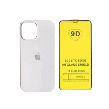 Silicone Case IPhone 11 Blanca + Vidrio Templado 9D